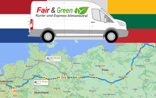 Die Grafik zeigt die Route des Transport des Monats im Oktober 2023. Es ging von den Niederlanden nach Polen.