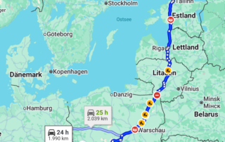 Die Karte zu dem Transport des Monats November 2024 der KDE Transport GmbH.