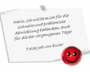Lob eines Kunden an die KDE Transport GmbH