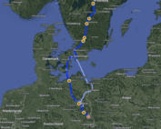 Das ist die Route des Transport des Monats April 2025 der KDE Transport GmbH
