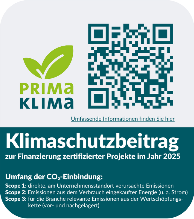 PrimaKlima Emblem Hochformat Das Bild zeigt die KDE-Zertifizierung im Bereich Klimaschutz.
