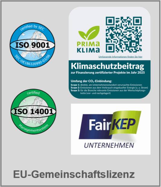 Das Bild zeigt die Zertifizierung der KDE Transport GmbH
