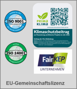 Das Bild zeigt die Zertifizierung der KDE Transport GmbH